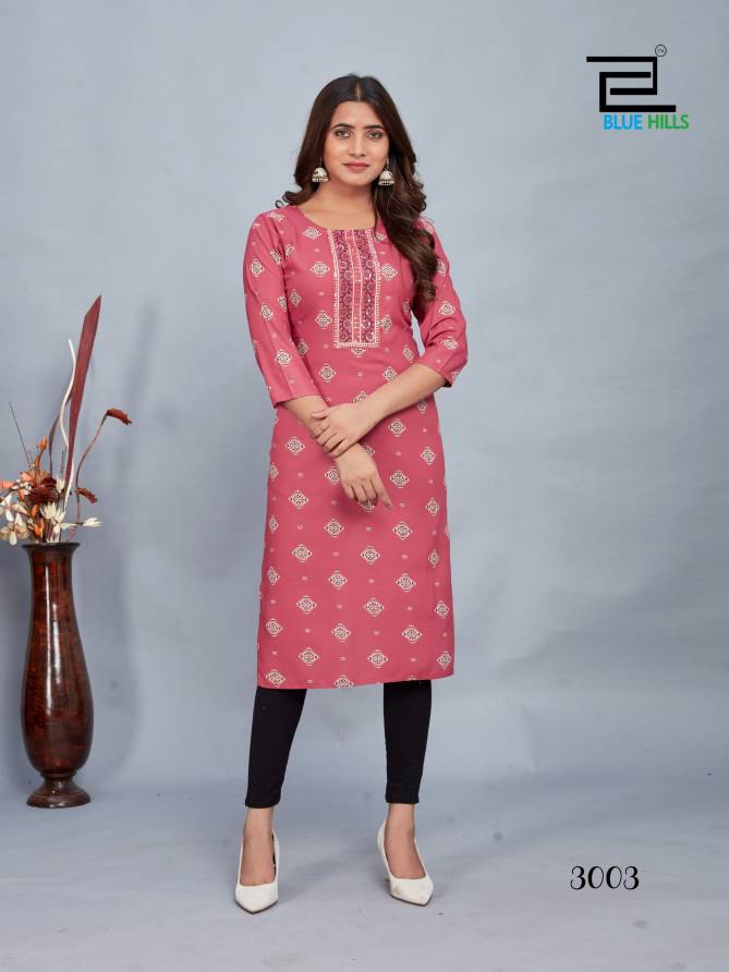 Dream 3 By Blue Hills Printed Straight Kurti Wholesale Price In Surat
